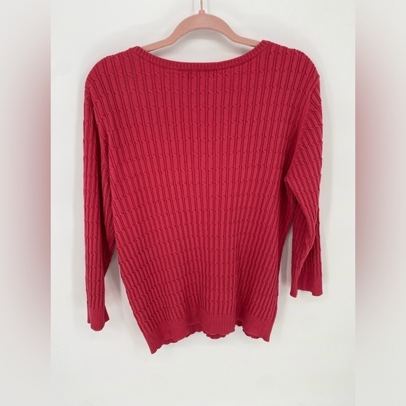 Karen Scott pink cable knit sweater with gold buttons large - Picture 4 of 6